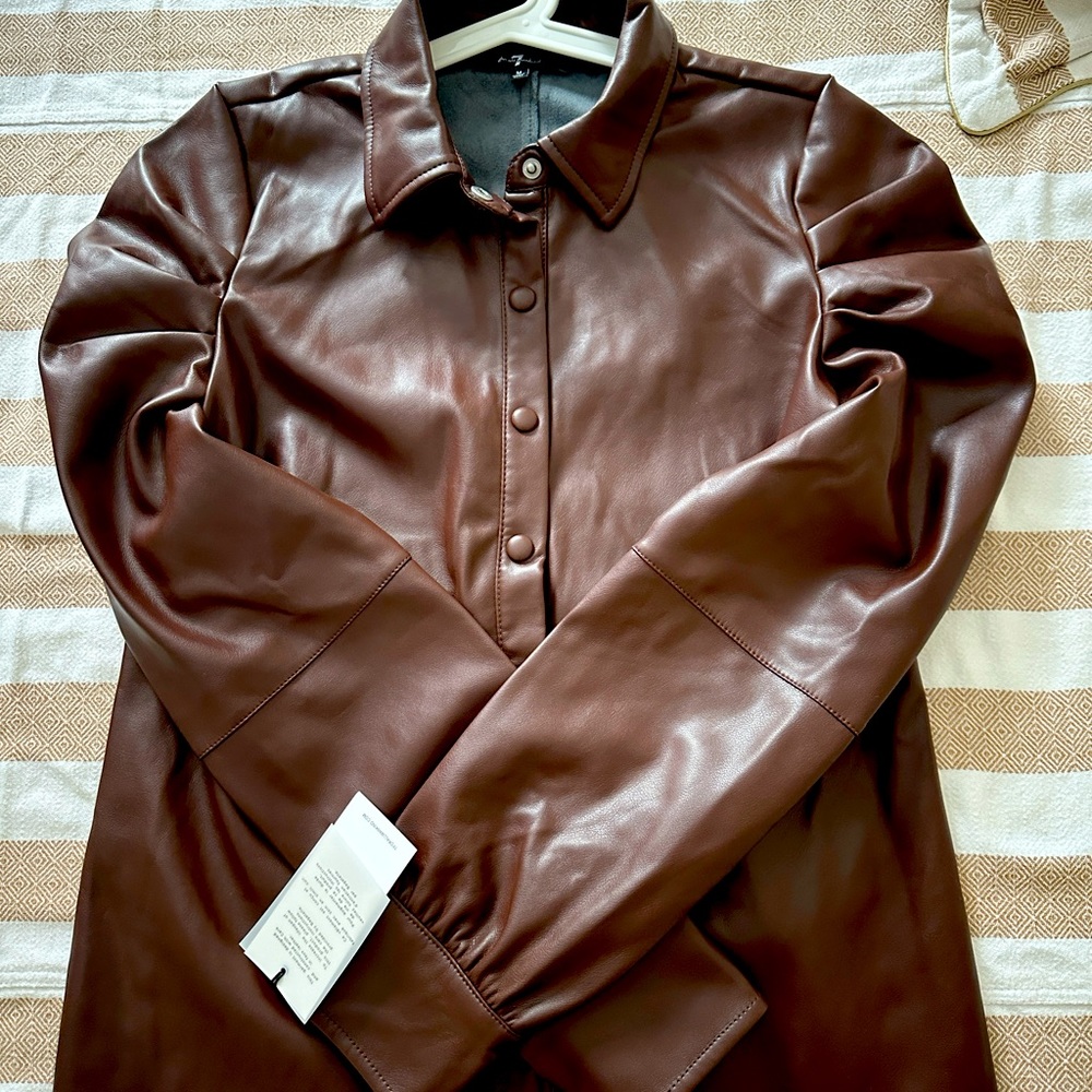 7 for all mankind faux leather shirt jacket brand new size M